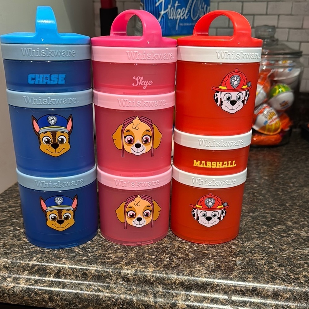 Paw Patrol Snack Containers - Blue, Pink, Red